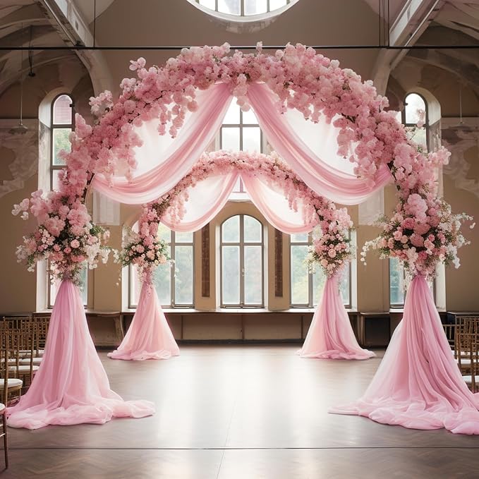 Wedding Arch Draping Fabric Backdrop Drapes 2 Panels, Blush Pink | 28.7"x20FT - Image 5
