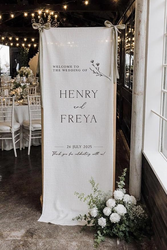 Personalized Fabric Wedding Welcome Sign, Linen Wedding Welcome Sign Cotton - Image 2
