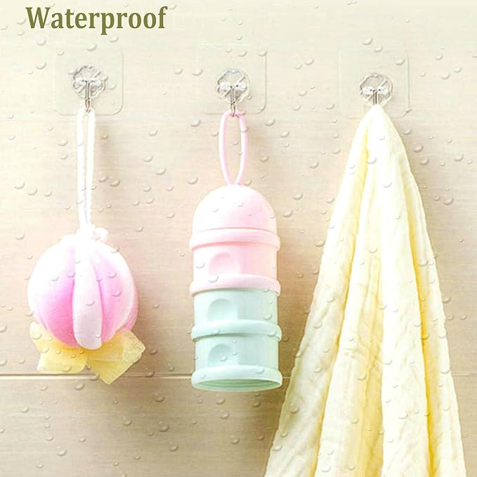 12 Pack Adhesive Wall Hooks 33LB Heavy Duty No Drill Transparent Waterproof - Image 4