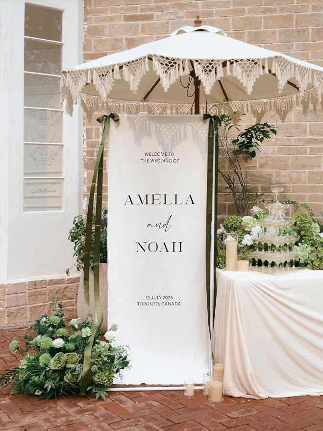 Personalized Fabric Wedding Welcome Sign, Linen Wedding Welcome Sign Cotton by Custom