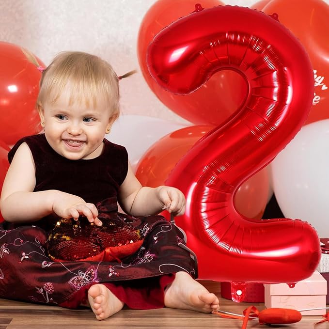 Red Number 28 Balloons, 40 Inch Big Large Foil Number Balloons, Jumbo Giant - Image 3