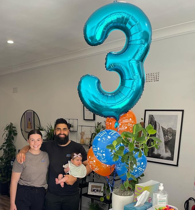Light Blue Number 2 Balloon 40 Inch, 2nd Birthday Decorations Men Women | Foil - Image 4