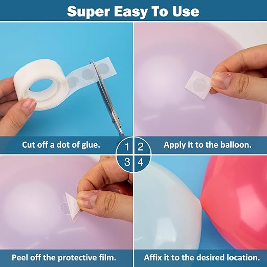 KICNIC Balloon Arch Kit, 6 Tape Strips and 6 Glue Point Dots - Image 3