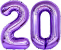 Purple 20 Number Balloons, 40 Inch Giant Number 20 Balloons Foil Mylar Helium by Lovoir