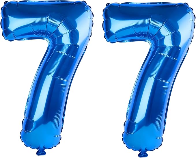 40 Inch Number 77 Balloons for 77th Birthday Party Decorations, 0-100 Dark Blue by FOBELEC
