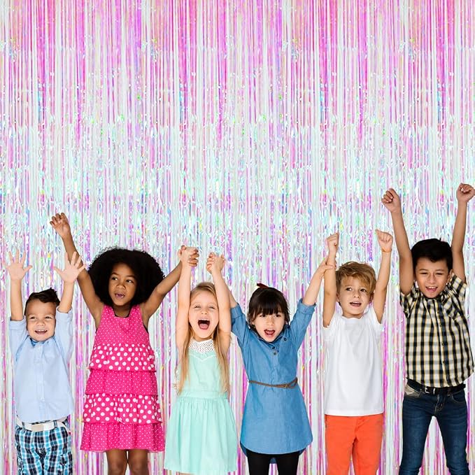 GOER 3.2 ft x 9.8 ft Metallic Tinsel Foil Fringe Curtains Party Photo Backdrop - Image 3