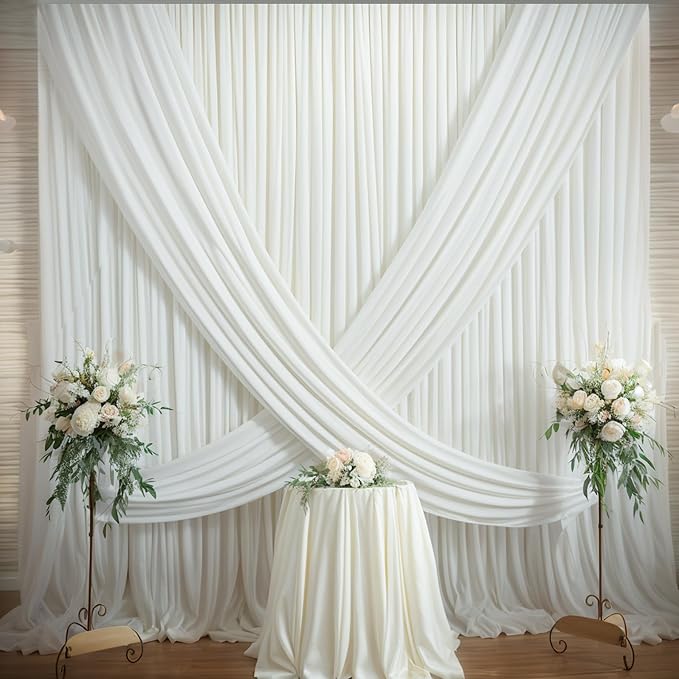 60×14ft Wrinkle Free Ivory Backdrop Curtain, Soft Silky Easy to Drape Cream - Image 5