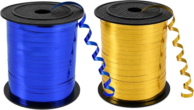 TONIFUL 500 Yards Shiny Gold and Blue Curling Ribbon Balloon String | Balloon by TONIFUL