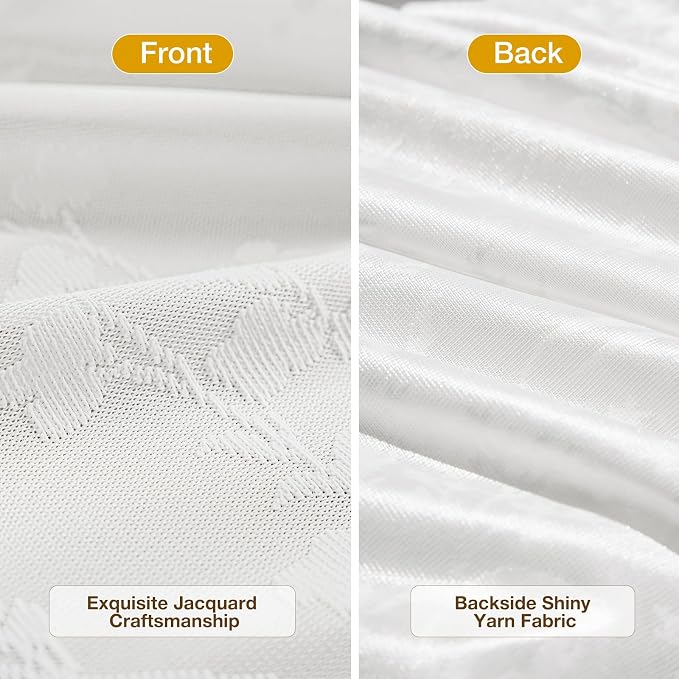 Anmao White Semi Sheer Light Filtering Curtains 90 Inches Long 2 Panels - Image 3