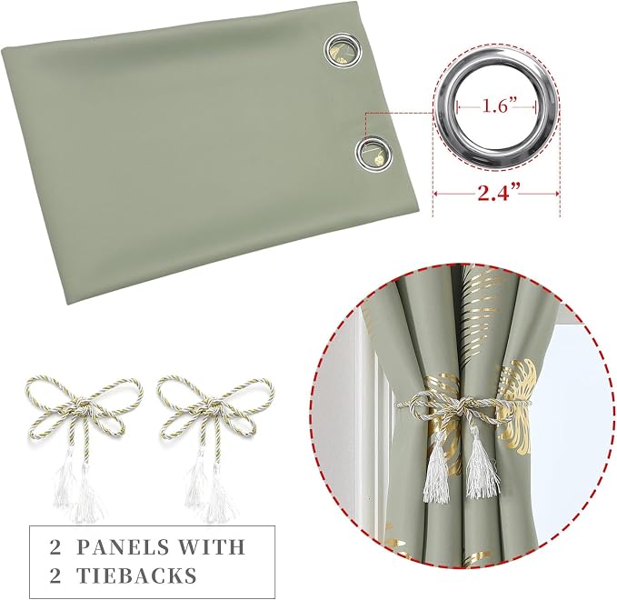 Sage Green Blackout Curtains for Living Room 96 Inches Long, Room Darkening - Image 5