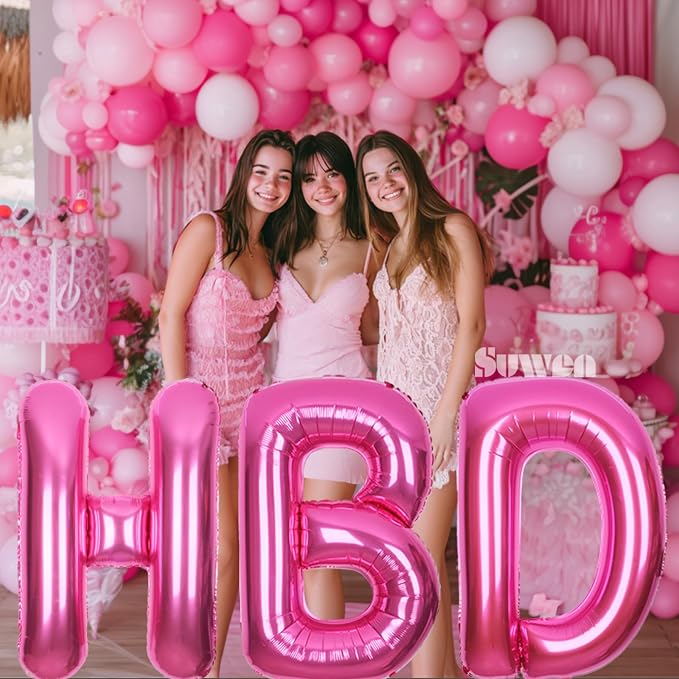 SUWEN 40 Inch Hot Pink Large U Letter Balloons Big Foil Helium Letter A-Z | - Image 2