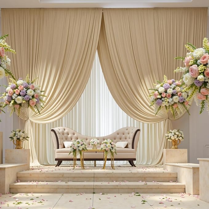 60ft×12ft Wrinkle Free Champagne Backdrop Curtain - Image 9