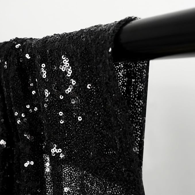 Poise3EHome Black Sequin Backdrop, 10Ft x 10Ft Glitter Photography Background - Image 3