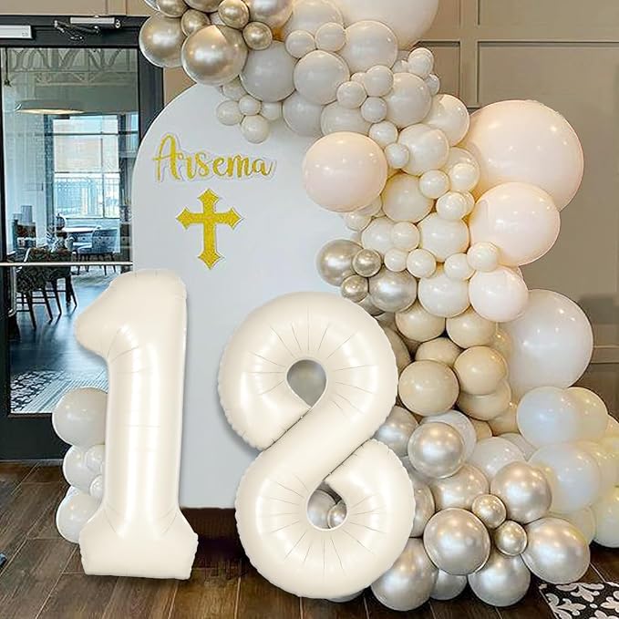 Cream White Number 11 Balloon for First Birthday Decorations, 40 inch Huge - Image 3