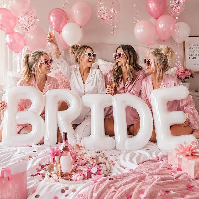 BRIDE Balloons Bachelorette Party Decorations, 40 Inch White Bride Letter Mylar - Image 3