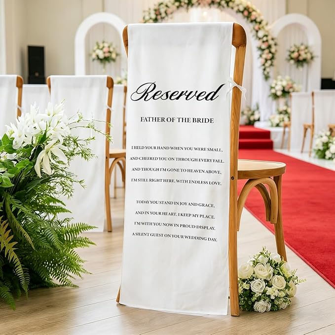 Reserved Father of the Bride Wedding Chair Sign- In Loving Memory Memorial by AASRR