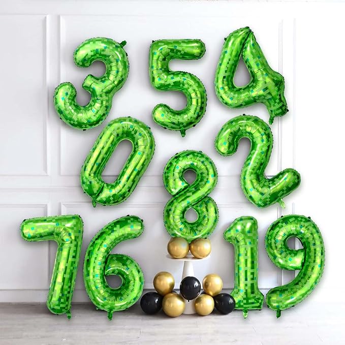 40 Inch Green Pixel Number 10 Balloon, Lime Green Large Foil Number Balloon - Image 5