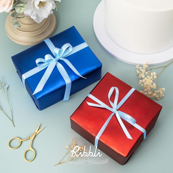 Ribbli Light Blue Double Faced Satin Ribbon, 1/2” x Continuous 25 Yards - Image 3