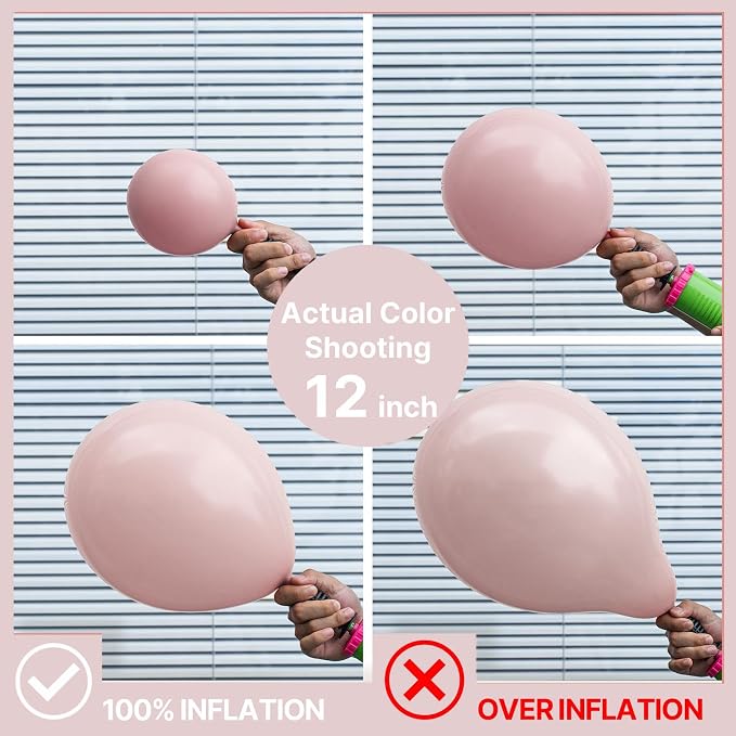 PartyWoo Dusty Pink Balloons 101pcs Lilac Pink Color 12 Inch | Balloons - Image 4