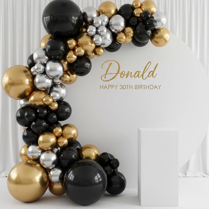 RUBFAC Black and Gold Balloons 129pcs Different Sizes 18 12 10 5 Inch | Latex - Image 5