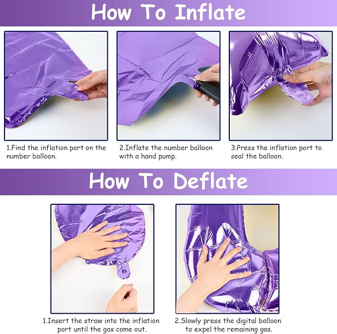 Purple Number 30 Balloons, 40 Inch Purple Mylar Foil Number 3 & 0 Balloons - Image 7