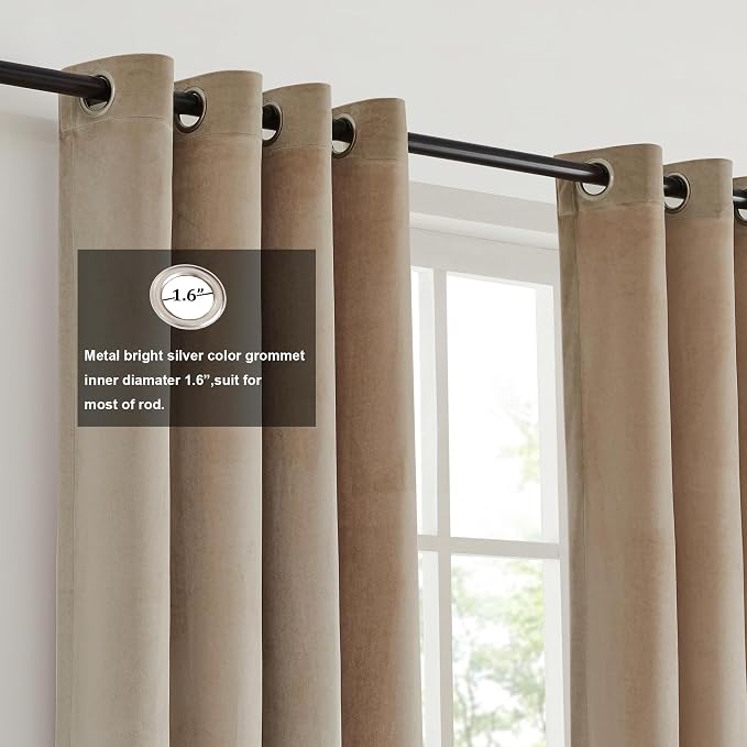 BULBUL Champagne Cream Ivory Color Block Window Curtains Panels 108 inches Long - Image 2