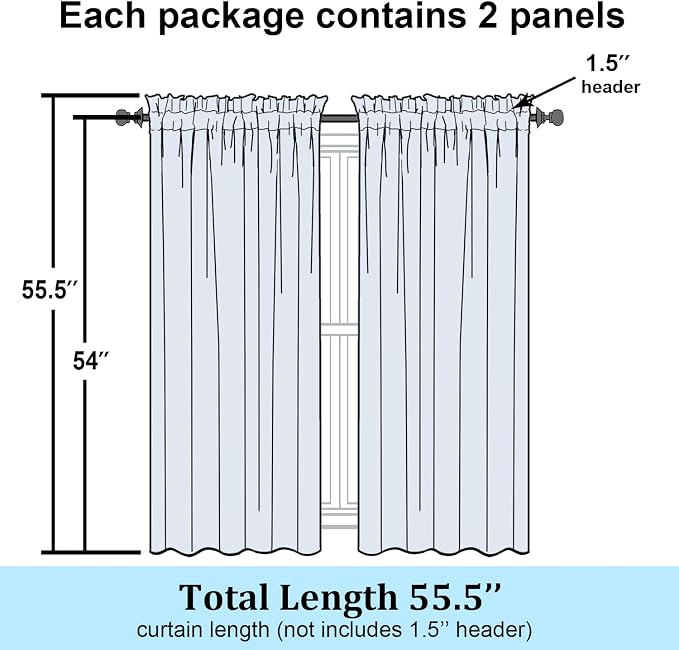 Simplebrand Semi Sheer White Curtains 54 Inch Length 2 Panels, Geometric - Image 7