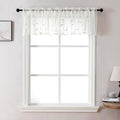 Kitchen Sheer Cafe Curtains Embroidered Leaves Beige 54Wx16L | Light Filtering by VISIONTEX