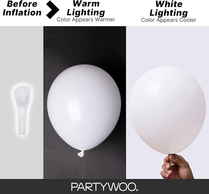 PartyWoo White Balloons 127pcs Latex Helium Balloons Different Sizes 5 Inch | - Image 3