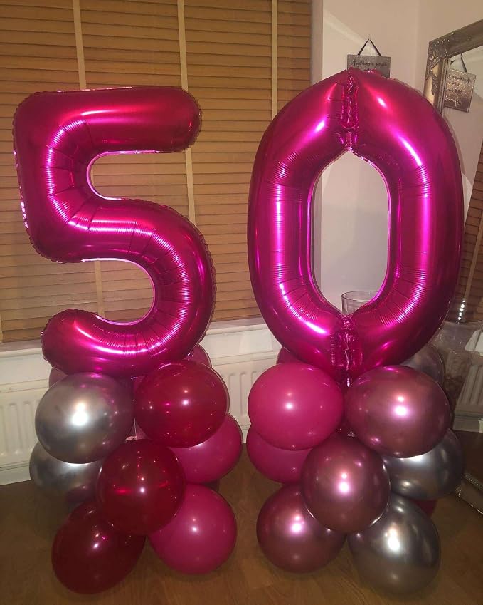 Hot Pink 35 Number Balloons, 40 Inch Giant Number 35 Balloons Foil Mylar Helium - Image 5