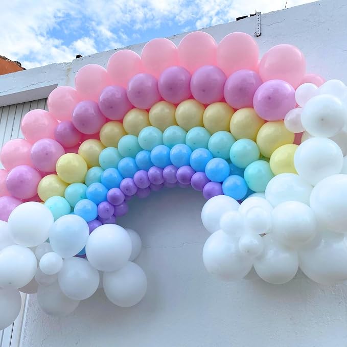 Pastel Balloons, 12 Inch Rainbow Macaron Pink Blue Purple Green Yellow Colorful - Image 5