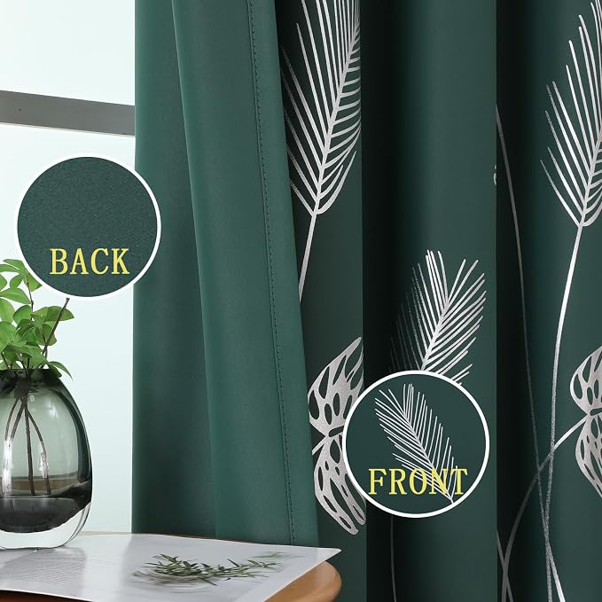 Green Blackout Curtains for Living Room 102 Inches Long, Room Darkening Energy - Image 3