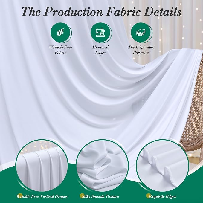 50 ft x 8 ft White Backdrop Curtain Draps - Image 4