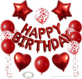 27 Pcs Red Birthday Decorations, 3D Foil Red Happy Birthday Balloon Banner by WEIKA