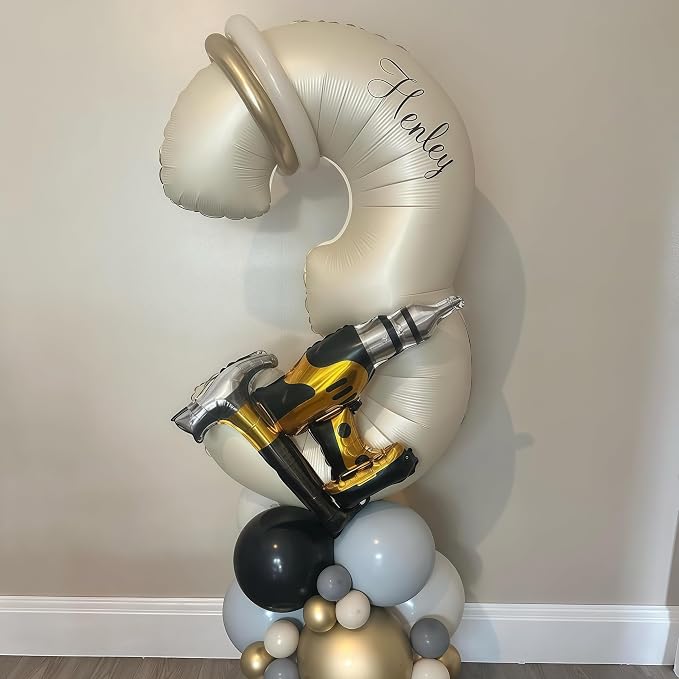 Cream Number 13 Balloons, 40 Inch 13 Balloons Giant Helium Foil Mylar Beige 13 - Image 3