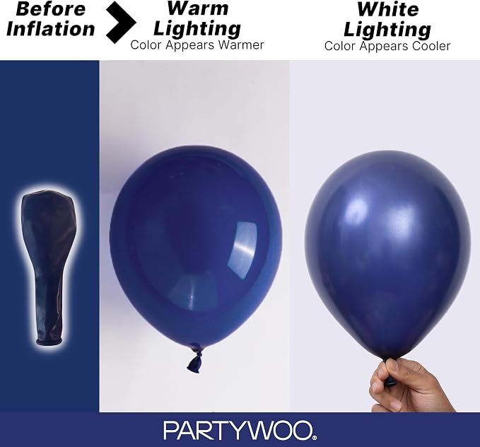 PartyWoo Navy Blue Balloons 140pcs Dark Blue Color 18 12 10 5 Inch | 18 12 10 5 - Image 3