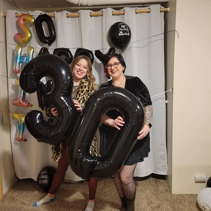 7 Balloon Numbers Party Decorations, 40In Black Balloons - Image 3