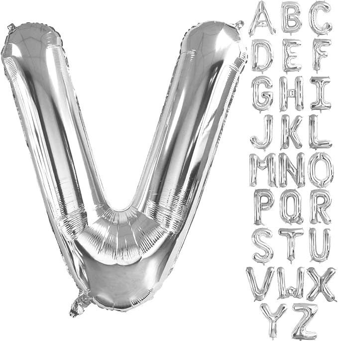 Lovoir 40 Inch Large Silver Letter V Balloons Big Size Jumbo Mylar Foil Helium by Lovoir