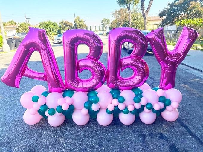 Hot Pink Letter P Balloons, P Letter Balloon 40 Inch Foil P Balloon | Hot Pink - Image 2