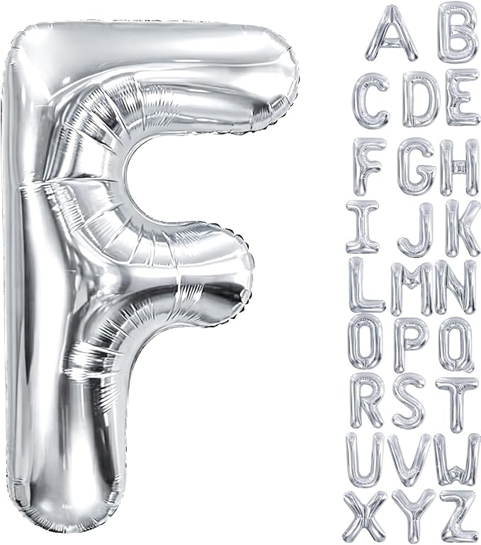 40 Inch Silver Letter Balloon, Large Foil Alphabet Balloons Birthday by Aeniaza