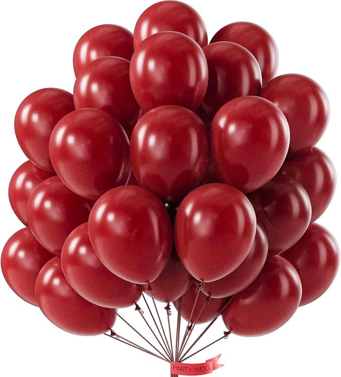 PartyWoo Burgundy Balloons 101pcs Dark Red Maroon Ruby Red Color | Balloons by PartyWoo