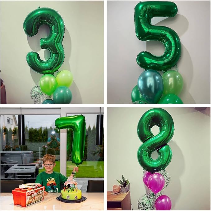 Number 17 Dark Green Balloons 40 Inch Giant Green 17 Numer Foil Helium Balloons - Image 5