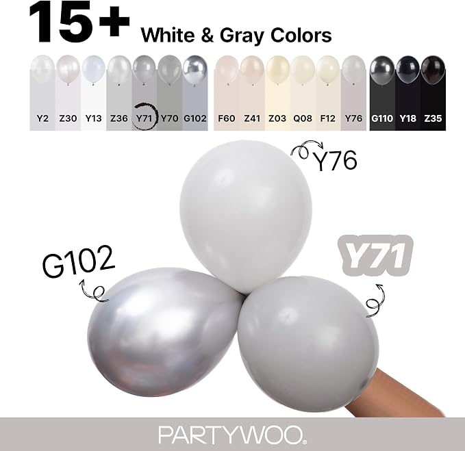 PartyWoo Gray Balloons 100pcs Matte Gray Latex Balloons Different Sizes | 18 12 - Image 4