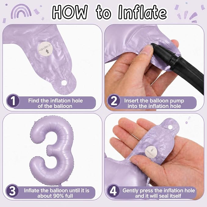 Cream Purple Number 10 Balloon 40 Inch, Foil Digit - Image 5