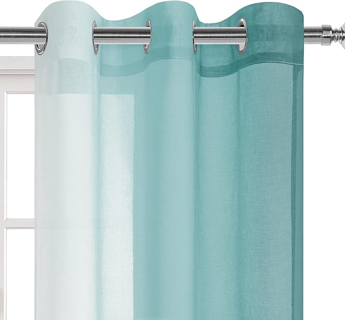 DWCN Faux Linen Ombre Sheer Curtains - Image 3