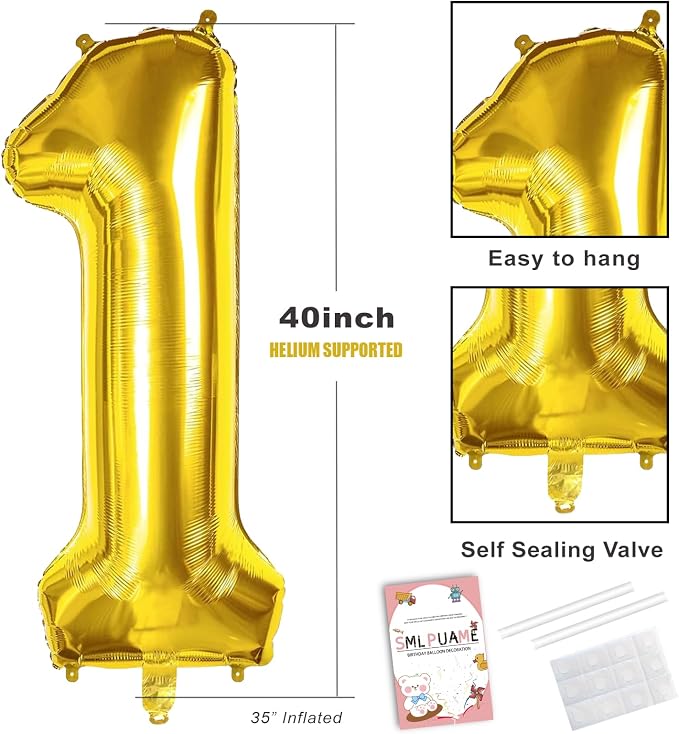 40 inch Number Balloon 0-9 Gold Large Number 10 Balloons, Digital Balloons - Image 3