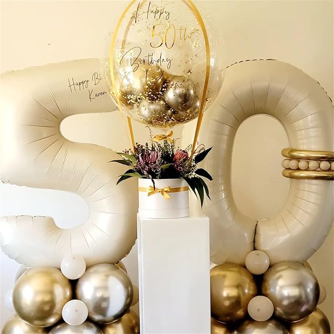 Cream 15 Foil Balloon Numbers, 40 Inch Giant Beige 15th Birthday Balloons - Image 5