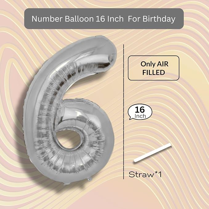 Blue Number Balloon 6 Mylar Foil Balloons 16 inch - Image 8