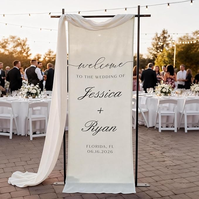 Personalized Wedding Welcome Sign Banner – Custom Couple Names & Date, Elegant by CALLADECORGIFTS