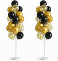HIINS Black Gold Balloon Column Kit Set of 2 by HiinsPartyDecoration